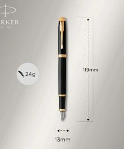 Goedkoop 😍 Parker IM-vulpen | Zwarte Lak Met Gouden Afwerking | Medium Penpunt Met Blauwe Inktnavulling | Geschenkverpakking 😍 -ACROPAQ Shop 550x550 239