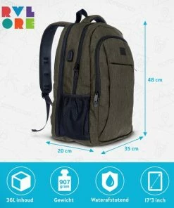 Begroting 😍 TRVLMORE Rugzak - 36 L - 17,3 Inch - Laptop Rugtas - Waterafstotend - Groen 🔥 -ACROPAQ Shop 550x550 241