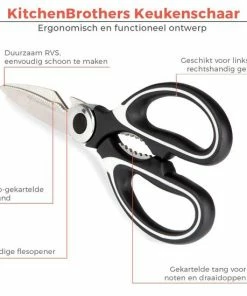 Beste deal 🔥 KitchenBrothers Keukenschaar - Vaatwasserbestendig - Zwart/Wit 🧨 -ACROPAQ Shop 550x550 337