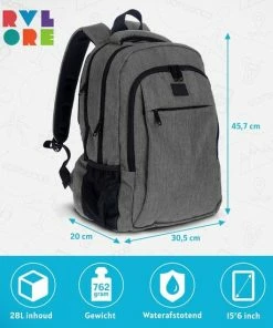 Groothandel ⌛ TRVLMORE Rugzak - 28L - 15,6 Inch - Laptop Rugtas - Waterafstotend - Grijs 😀 -ACROPAQ Shop 550x550 42