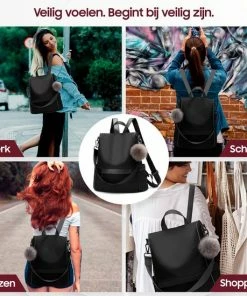 Coupon 😀 Anti-diefstal Rugzak - Rugtas Dames - Waterdicht - Klein - Anti-theft 🎒 Backpack - Rug-, Schouder-, Handtas In één - Nylon - Incl. Verstelbare Riem - Zwart - Glennoo 🤩 -ACROPAQ Shop 550x550 453
