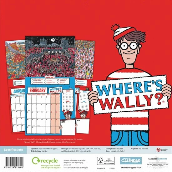 Aanbiedingen π CAROUSEL CALENDARS Where's Wally Kalender 2023 π 4 Aanbiedingen π CAROUSEL CALENDARS Where's Wally Kalender 2023 π - Afbeelding 2