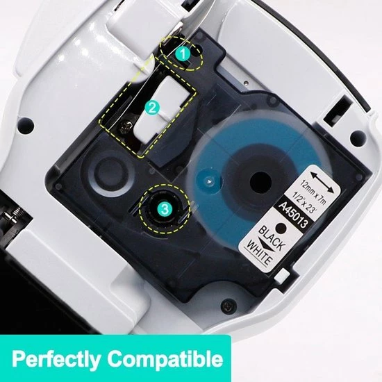 Goedkoop ๐ Dymo Compatible 3x D1 Standaard Labels 45013 Zwart Op Wit / 12mm X 7m / Compatibele Met Dymo LabelManager PnP ๐งจ 4 Goedkoop ๐ Dymo Compatible 3x D1 Standaard Labels 45013 Zwart Op Wit / 12mm X 7m / Compatibele Met Dymo LabelManager PnP ๐งจ - Afbeelding 2