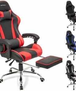 Korting ๐งจ LifeGoods AlphaX Gamestoel - Bureaustoel Met Voetsteun - Verstelbaar - Kunstleer - Zwart/Rood ๐ฅ