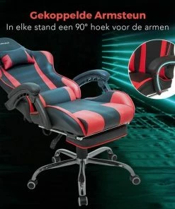 Korting 🧨 LifeGoods AlphaX Gamestoel - Bureaustoel Met Voetsteun - Verstelbaar - Kunstleer - Zwart/Rood 🔥 -ACROPAQ Shop 550x550 488