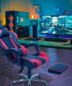 Korting 🧨 LifeGoods AlphaX Gamestoel - Bureaustoel Met Voetsteun - Verstelbaar - Kunstleer - Zwart/Rood 🔥 -ACROPAQ Shop 550x550 491