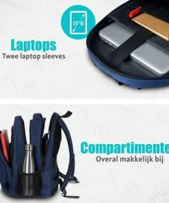 Beste Pirce ❤️ TRVLMORE Rugzak - 28L - 15,6 Inch - Laptop Rugtas - Waterafstotend - Blauw 🎁 -ACROPAQ Shop 550x550 622