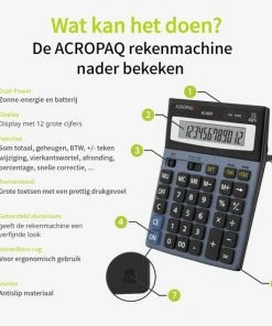 Begroting 👍 ACROPAQ Rekenmachine Groot - 12-cijferig Scherm - Bureaurekenmachine, Calculator Met Grote Toetsen - XL ✨ -ACROPAQ Shop 550x550 672