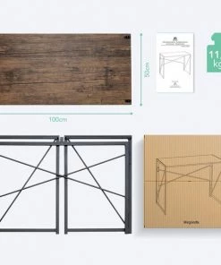 Goedkoopste 🌟 LifeGoods Opklapbaar Bureau - Met Kabelgoten - 100 X 75 X 50 Cm - Hout/Staal - Bruin/Zwart 😉 -ACROPAQ Shop 550x550 784