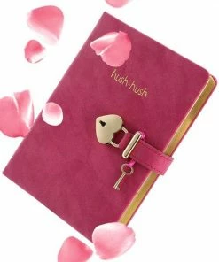 Promo 🎁 Victoria's Journals - Dagboek Met Slot En Sleutel - Hush-Hush My Secret Diary W/ Heart Lock - Premium Vegan Leer Dagboek - Hardcover - 320 Pagina's Premium Papier - 13 X 18 Cm (Felroze) 🎉