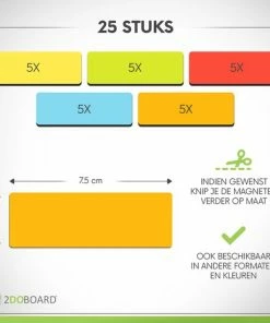 Groothandel 😍 2DOBOARD Herschrijfbare Balk Whiteboard Magneten - 7,5 X 2,5 Cm - 25 Stuks - Mix: 5 Kleuren - Beschrijfbare Magneten - Weekplanner Gezin - Planbord Magneten Herschrijfbaar - Scrum Magneten Voor Een Perfect Scrumbord 🔥 -ACROPAQ Shop 550x550 939