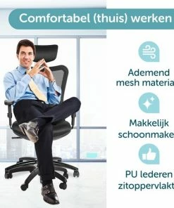 Beste deal 😀 ForDig Ergonomische Bureaustoel - 4D Curve Support System - Verstelbaar Nekkussen / Armleuning / Rugsteun / Zithoogte - Ademend Mesh Materiaal - Bureau Stoel Voor Kantoor / Thuis / Gaming - Zwart ❤️ -ACROPAQ Shop 550x550 955