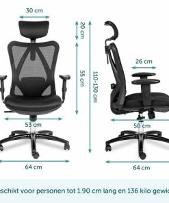 Beste deal 😀 ForDig Ergonomische Bureaustoel - 4D Curve Support System - Verstelbaar Nekkussen / Armleuning / Rugsteun / Zithoogte - Ademend Mesh Materiaal - Bureau Stoel Voor Kantoor / Thuis / Gaming - Zwart ❤️ -ACROPAQ Shop 550x550 960