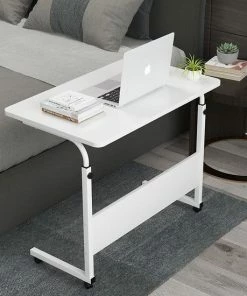 Beste deal ⌛ Merkloos Laptoptafel - Bijzettafel - Bedtafel - Verstelbaar Bureau - Wit 🎉
