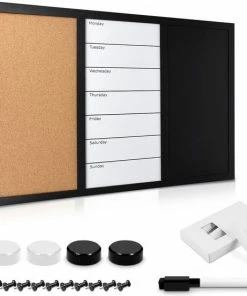 Kopen 🎉 Navaris Weekplanner - Prikbord, Whiteboard En Krijtbord In één - Magnetisch Planbord - 60 X 40 Cm - Met Krijt, Marker, Magneten En Punaises 👏