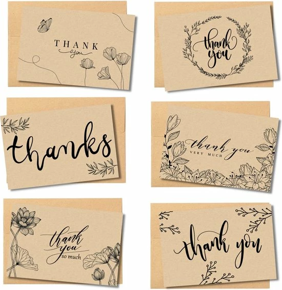 Beste Pirce 🥰 Partizzle® Partizzle 36x Kraft Bedankt Kaartjes Set - Thank You Cards - Wenskaarten - Ansichtkaarten - Kaarten Met Enveloppen - 15x10 Cm 👏 3 Beste Pirce 🥰 Partizzle® Partizzle 36x Kraft Bedankt Kaartjes Set - Thank You Cards - Wenskaarten - Ansichtkaarten - Kaarten Met Enveloppen - 15x10 Cm 👏