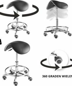 Beste Verkoop 🛒 Merkloos Zadelkruk - Met Voetring - Tabouret In Hoogte Verstelbaar - Knipkruk - 42cm Max 63cm - Ergonomisch ✨ -ACROPAQ Shop 550x568