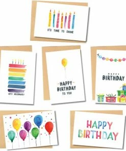 Aanbiedingen ๐ Partizzle® Partizzle 36x Leuke Verjaardagskaarten Met Envelop Set - Wenskaarten Versturen - Verjaardag Ansichtkaarten - 15x10 Cm - Watercolor ๐