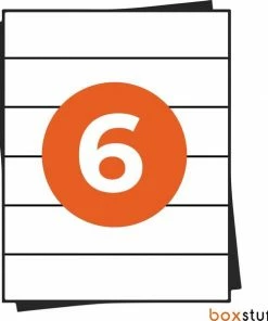 Goedkoop ๐ Boxstuff A4 Stickervellen - Ordner Etiketten Stickers - Geschikt Inktjet En Laser Printers - 6 Per Vel - 210x49,4MM ๐งจ