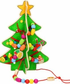 Goedkoopste 🛒 Small Foot Company Maak Je Eigen Houten Kerstboom (kleuren, Knutselen, Kralen Rijgen, Boom Versieren), Cadeau Idee Voor Sint & Kerstmis, Schoencadeau! 😉