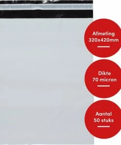 Gloednieuw 🎉 G&F Verpakkingen 50x Verzendzakken Voor Kleding / Verzendenveloppen / Coex Zakken / Webshop Zakken / 320 X 420 Mm - 70 Micron Dik - Wit (M) 😉