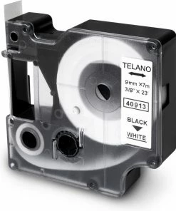 Nieuw 😍 TELANO® Plastic Labels D1 40913 Voor Dymo LabelManager - Zwart Op Wit - 9 Mm X 7 M - S0720680 Label Tape - 1 Stuk ✨