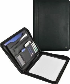 Beste Verkoop 🤩 DESQ® Schrijfmap Met Ritssluiting | A4 | Incl. Schrijfblok 20 Vel | Hoogwaardig Kunstleer | Zwart 🎉