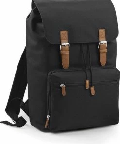 Goedkoopste 🔥 Bagbase Vintage Laptop Rugzak 18 Liter - Zwart-Bruin 🛒