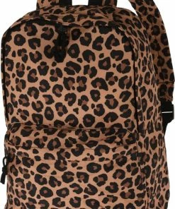 Hete verkoop 👍 Excellent Houseware Rugtas/rugzak In Bruine Panter Print 40 X 30 X 12 Cm Met Voorvakje 💯